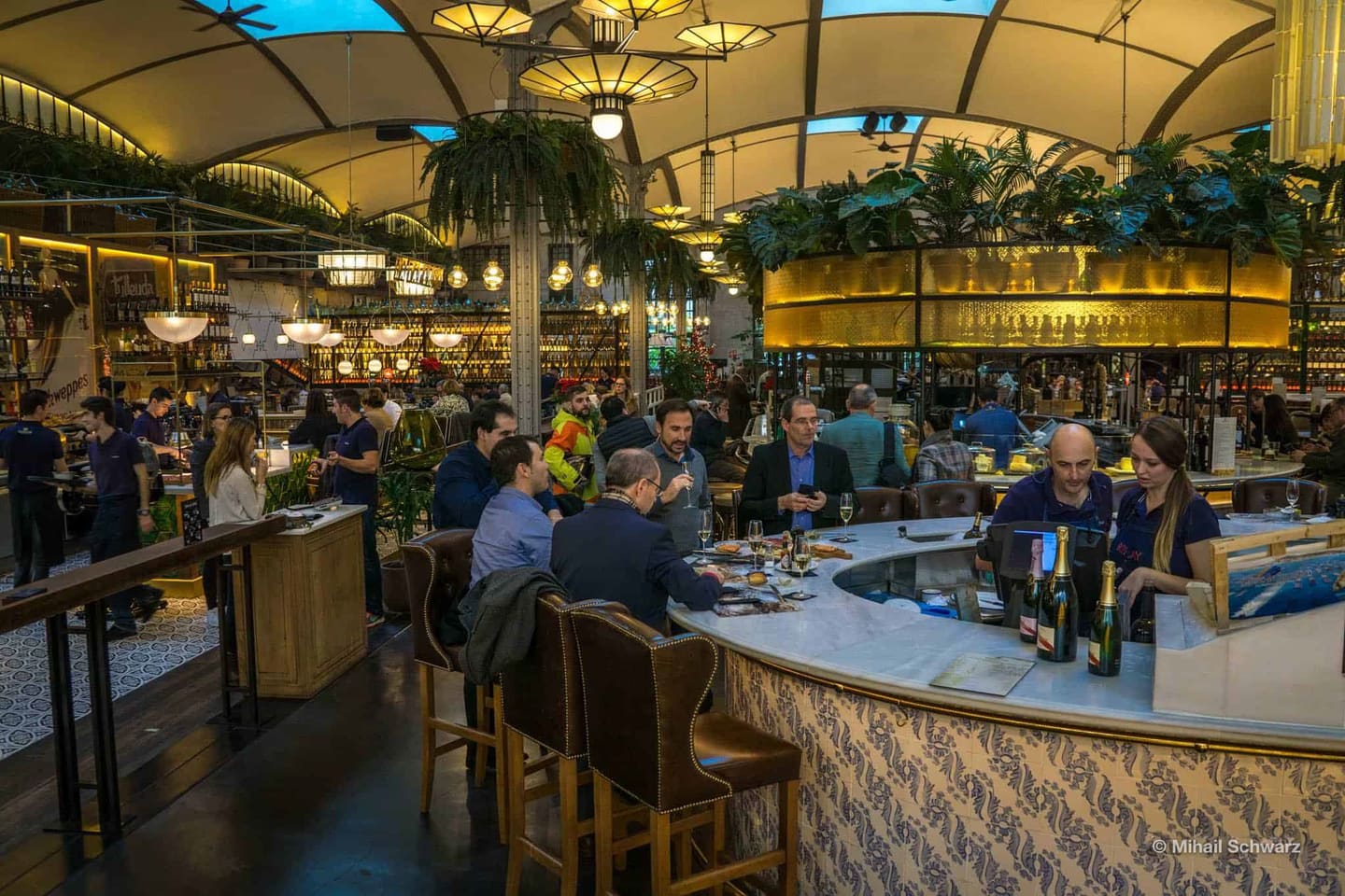 In a restaurant in Barcelona